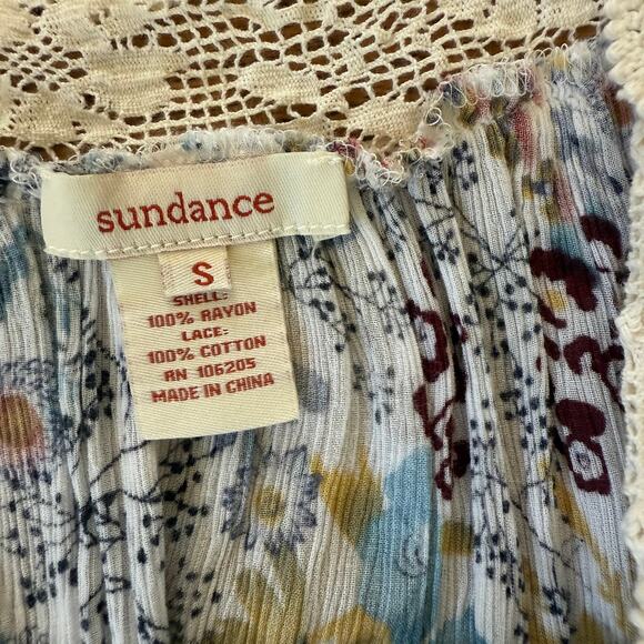 Sundance Peasant Top SZ S Floral Lace Yoke Peasant Sleeves Floral Cottage Boho - Picture 4 of 7